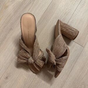 Loeffler randall metallic pleated bow heels size 7